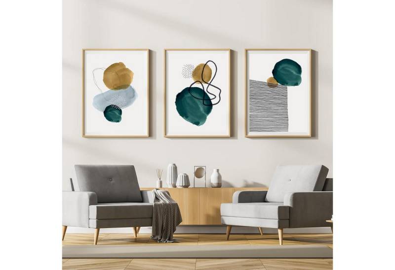 LYBOHO Leinwandbild Leinwand Bilder Moderne Abstrakt Kunstposter Wandbilder Boho Set von LYBOHO