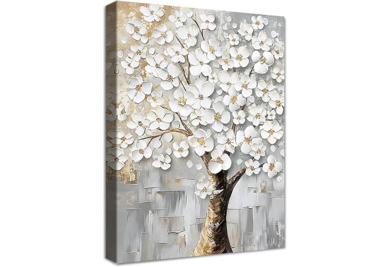 LuxusKollektion Leinwandbild Leinwandbild Blumenbaum Rahmen Wandbild 40L x 60B cm Weiße Blumen Baum LuxusKollektion Leinwandbild Leinwandbild Blumenbaum Rahmen Wandbild 40L x 60B cm Weiße Blumen Baum von LuxusKollektion