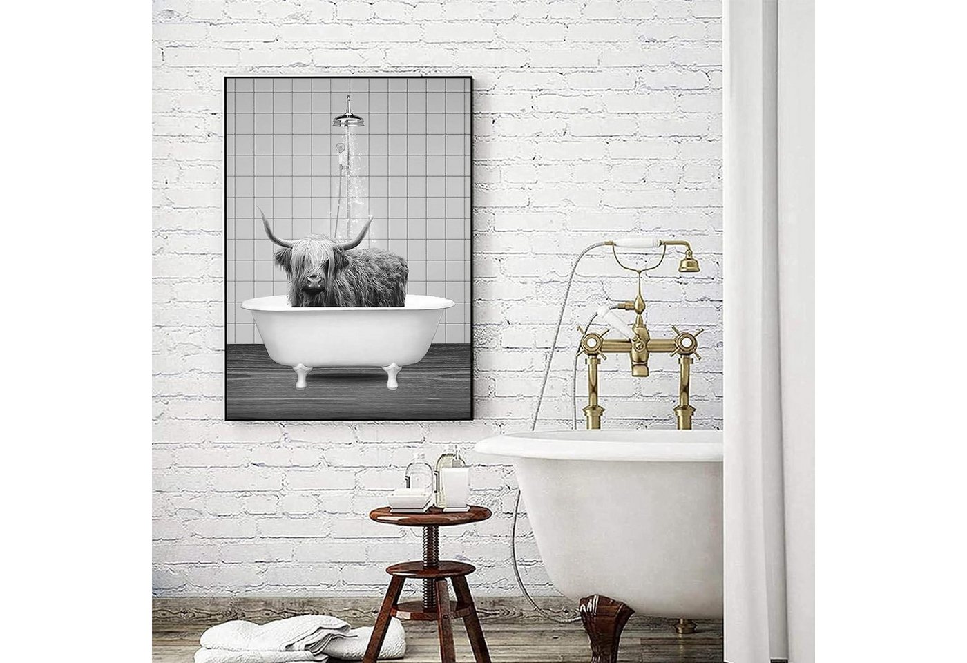 LuxusKollektion Leinwandbild Leinwandbild Hochlandrind Badewanne Badezimmer GDN2 40L x 60B cm LuxusKollektion Leinwandbild Leinwandbild Hochlandrind Badewanne Badezimmer GDN2 40L x 60B cm von LuxusKollektion