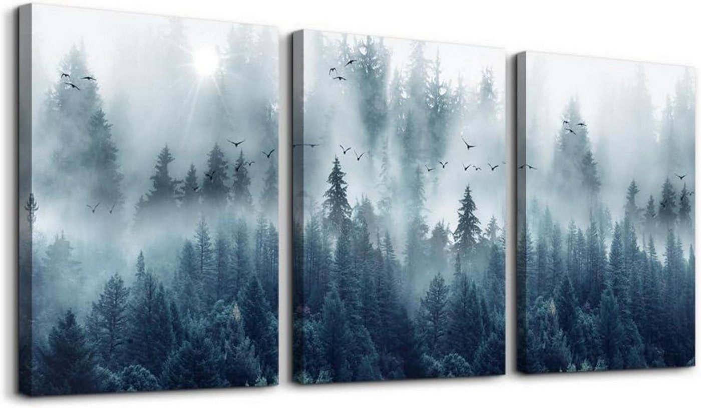LuxusKollektion Leinwandbild Nebliger Wald Vögel Leinwandbild Natur Wandbilder Wohnzimmer 40x30cm LuxusKollektion Leinwandbild Nebliger Wald Vögel Leinwandbild Natur Wandbilder Wohnzimmer 40x30cm von LuxusKollektion
