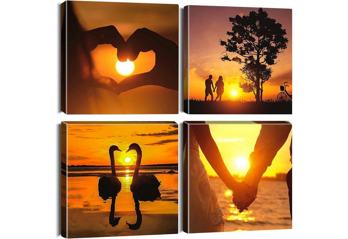 LuxusKollektion Mehrteilige Bilder Leinwandbilder 4 teilig Kunstdruck Liebe bei Sonnenuntergang 30x30cm LuxusKollektion Mehrteilige Bilder Leinwandbilder 4 teilig Kunstdruck Liebe bei Sonnenuntergang 30x30cm von LuxusKollektion