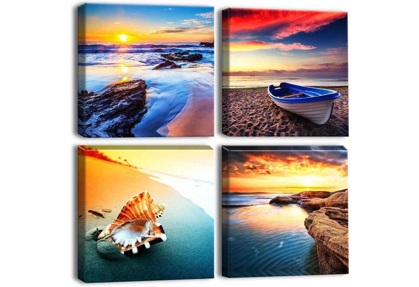 LuxusKollektion Mehrteilige Bilder Leinwandbilder 4teilig Kunstdruck Sonnenuntergang Küstenlandschaft LuxusKollektion Mehrteilige Bilder Leinwandbilder 4teilig Kunstdruck Sonnenuntergang Küstenlandschaft von LuxusKollektion