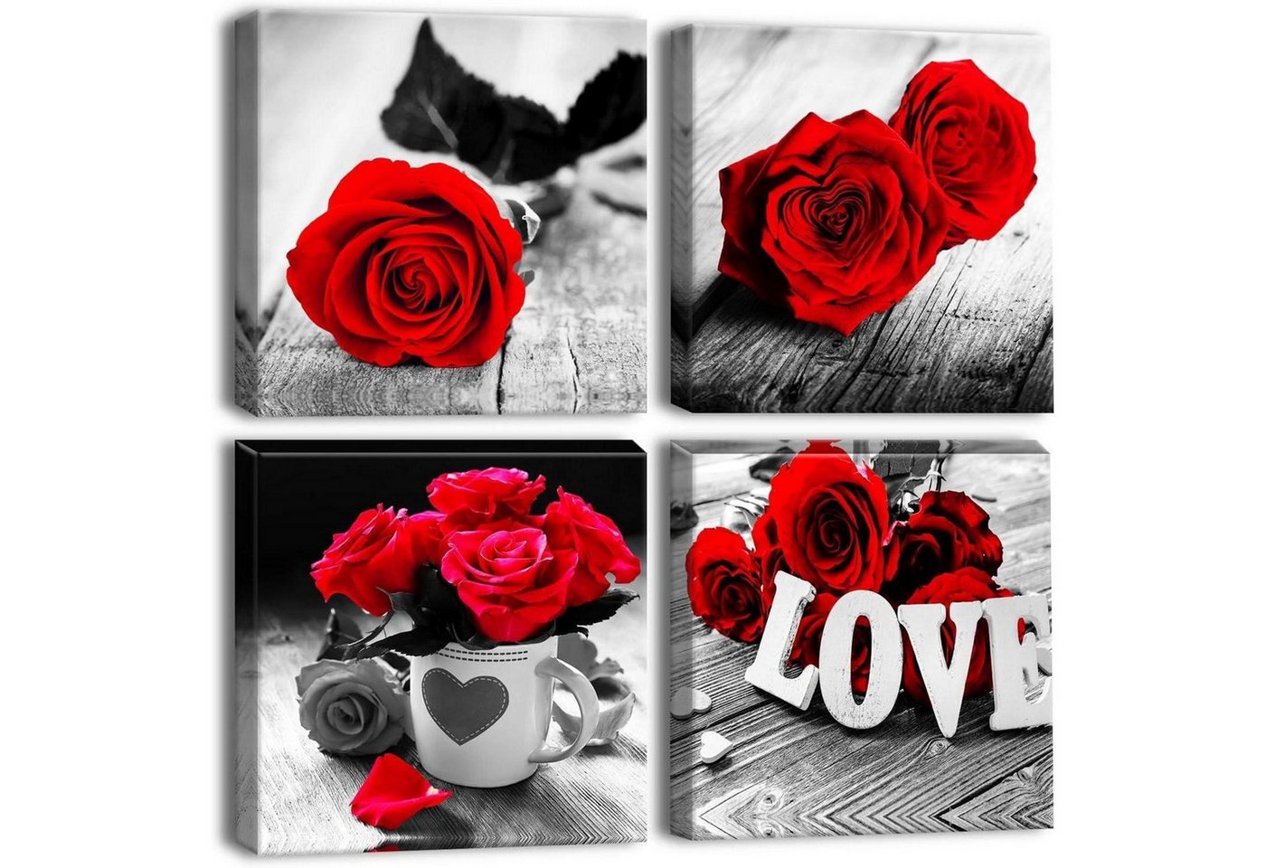 LuxusKollektion Mehrteilige Bilder Leinwandbilder 4teilig Kunstdruck Wanddekoration Romantische rote Rose LuxusKollektion Mehrteilige Bilder Leinwandbilder 4teilig Kunstdruck Wanddekoration Romantische rote Rose von LuxusKollektion