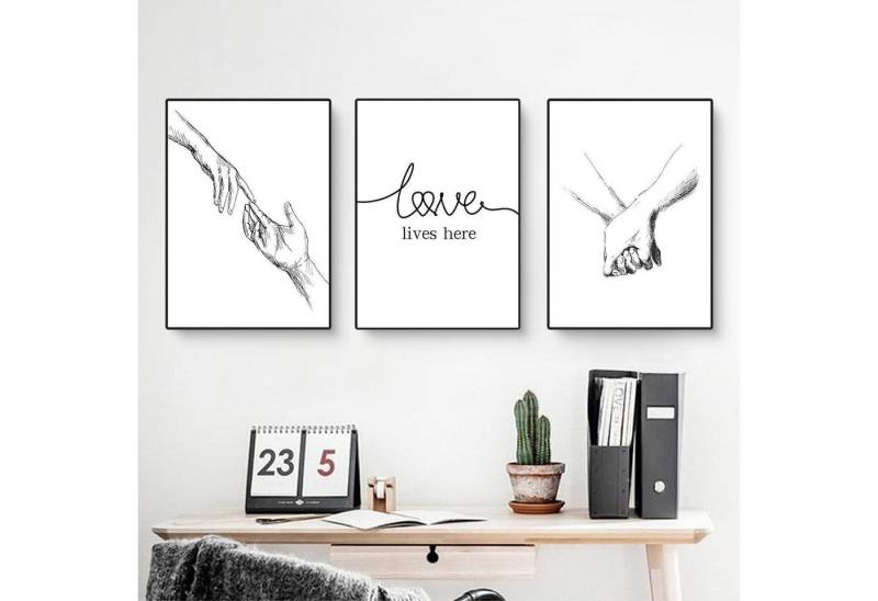 LuxusKollektion Mehrteilige Bilder Poster 3er Wandbilder Hand in Hand 21x30cm 21x30cm C LuxusKollektion Mehrteilige Bilder Poster 3er Wandbilder Hand in Hand 21x30cm 21x30cm C von LuxusKollektion