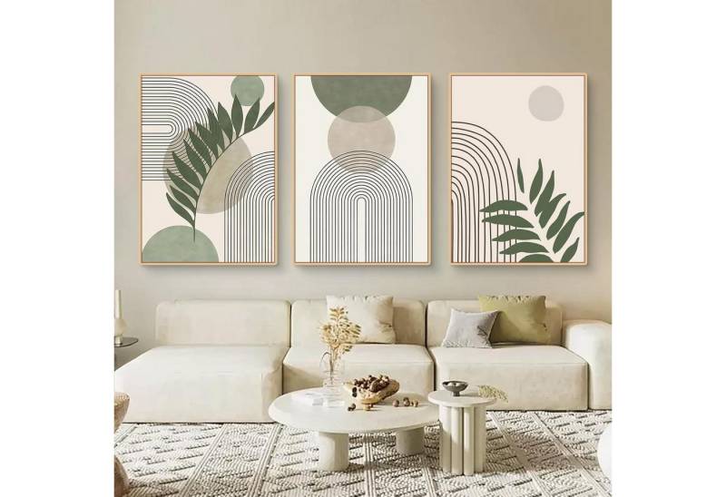 LuxusKollektion Mehrteilige Bilder Wandbilder 3teilig Boho Pflanze Wohnzimmer 21x30cm A 21x30cm von LuxusKollektion