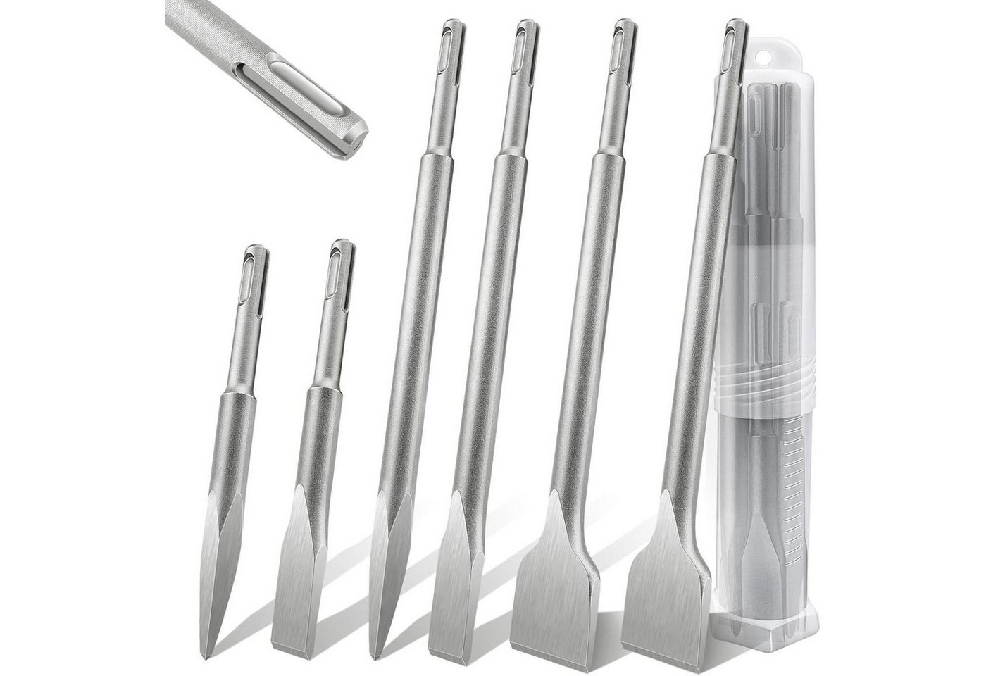 LuxusKollektion Meißel-Set Meißelset SDS Plus 6tlg Flachmeißel Breitmeißel Spitzmeißel Variable LuxusKollektion Meißel-Set Meißelset SDS Plus 6tlg Flachmeißel Breitmeißel Spitzmeißel Variable von LuxusKollektion