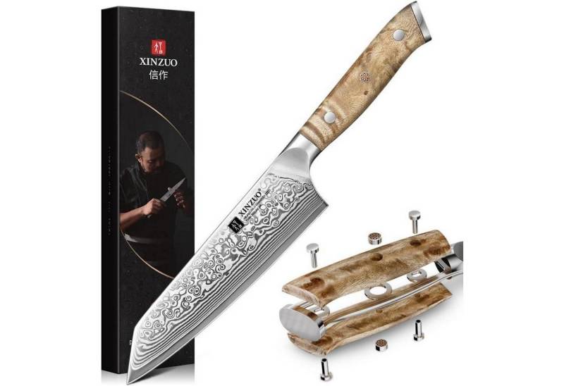 LuxusKollektion Messerblock Kochmesser 14,8cm Kiritsuke Kochmesser Damaststahl+Bergahornholz von LuxusKollektion