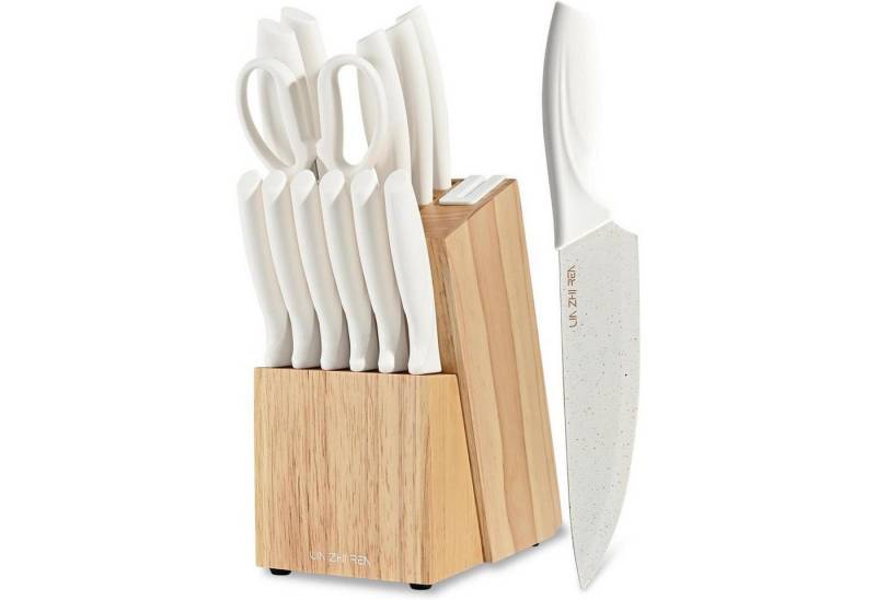 LuxusKollektion Messerblock Messerset 15teilig Küchenmesser spülmaschinenfest Schärfer White von LuxusKollektion