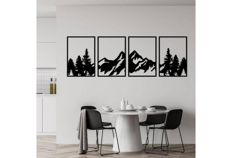ESTART Metallbild 4-teiliges Metall Berg Wandkunst Set rustikale Bergwald Dekoration von ESTART