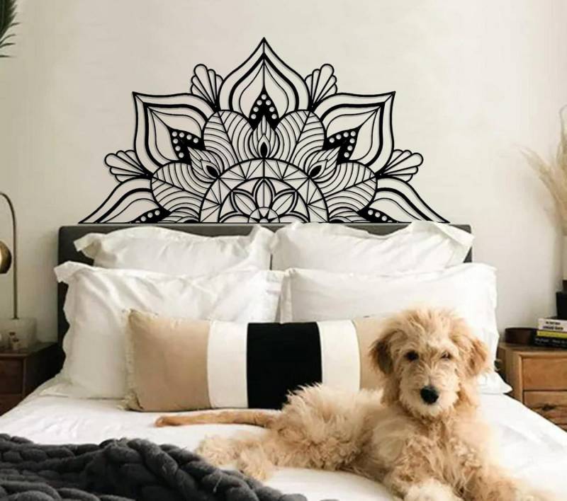 ESTART Metallbild Mandala-Wanddekoration Metall Lotusblumen Kunst Zuhause Schwarz von ESTART