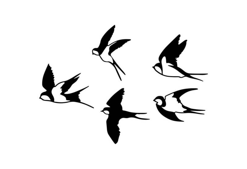 ESTART Metallbild Vogel-Wanddekoration Metall Set 5 Stück schwarz Vögel Außenbereich von ESTART