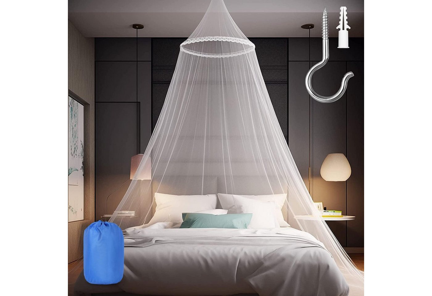 LuxusKollektion Moskitonetz Moskitonetz Betthimmel großes weißes Bettnetz Schlafzimmer Reisen LuxusKollektion Moskitonetz Moskitonetz Betthimmel großes weißes Bettnetz Schlafzimmer Reisen von LuxusKollektion