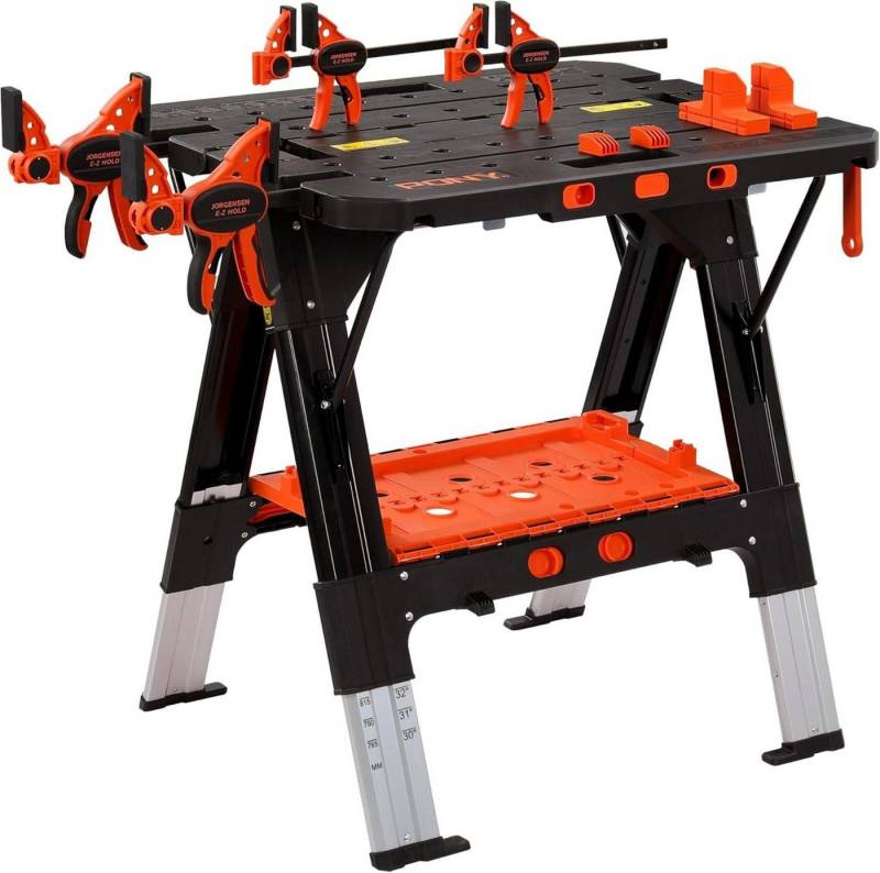 LuxusKollektion Multitool 2-in-1 Werkbank klappbar bis 454kg belastbar mit Zubehör 79 x 63,5 x von LuxusKollektion