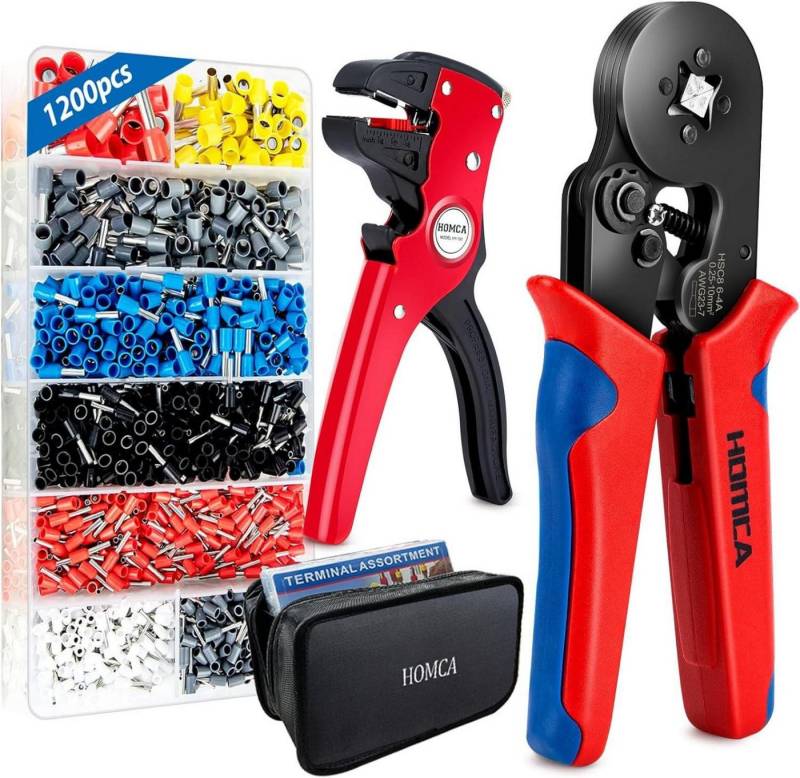 LuxusKollektion Multitool Crimpzange Aderendhülsen Set 0,25-10mm² 1200Stk Abisolierzange von LuxusKollektion