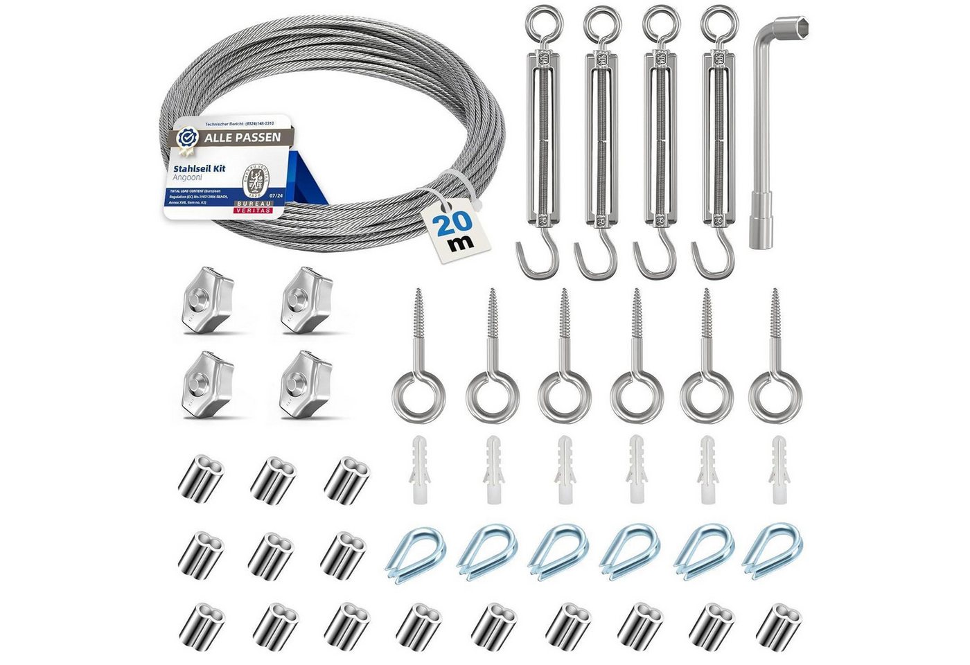 LuxusKollektion Multitool Drahtseil 3mm Edelstahl M5 Spannschloss Seilspanner Set 41 LuxusKollektion Multitool Drahtseil 3mm Edelstahl M5 Spannschloss Seilspanner Set 41 von LuxusKollektion