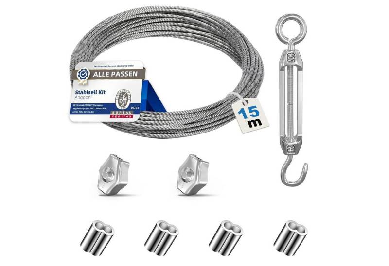 LuxusKollektion Multitool Drahtseil Edelstahl 2 mm Spanndraht Seilspanne 8 pcs Kit von LuxusKollektion