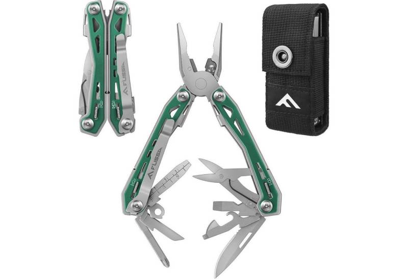 LuxusKollektion Multitool Multifunktionszange 16in1 Edelstahl Messer Schere Camping Grün von LuxusKollektion