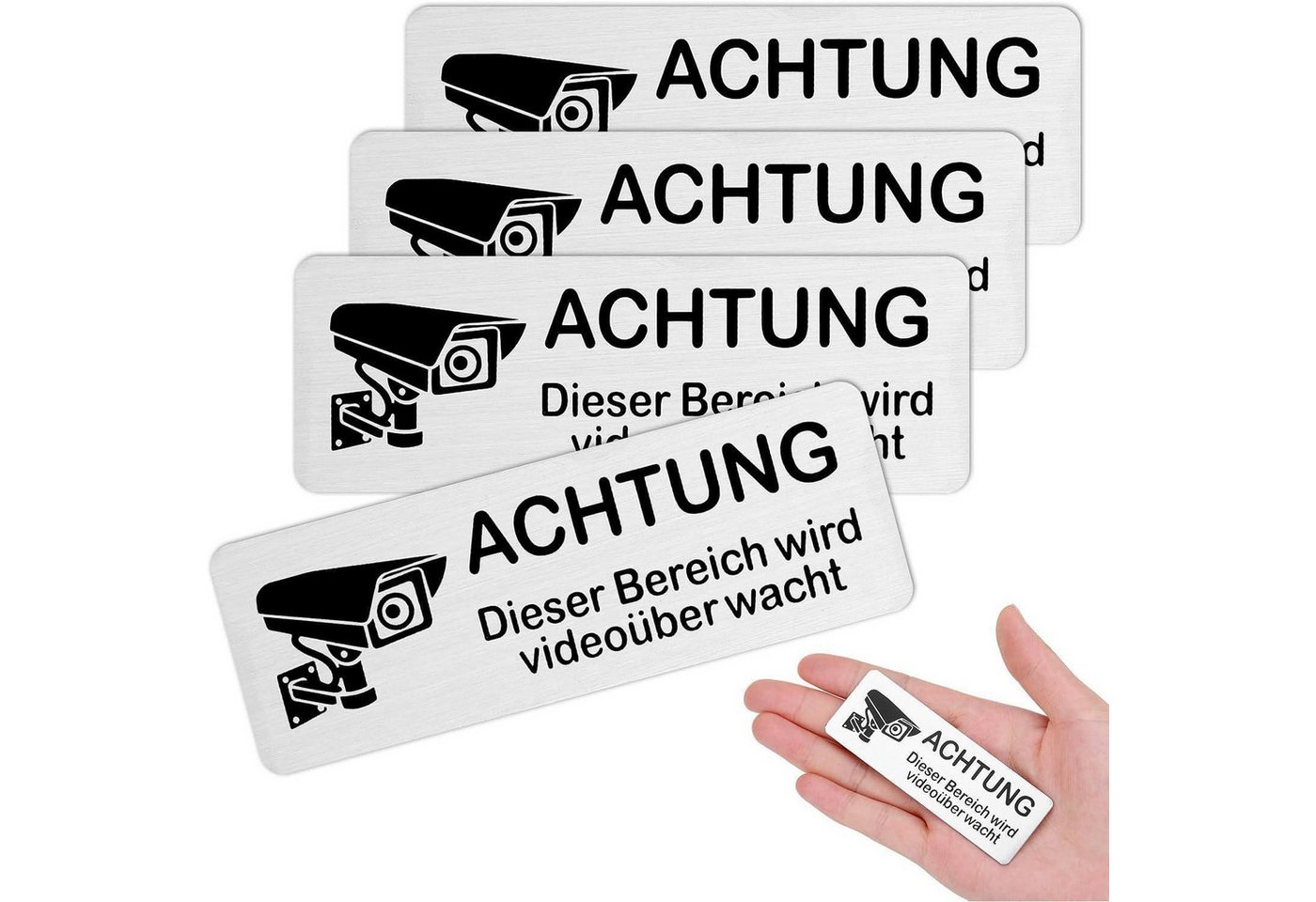 LuxusKollektion Multitool Schild Videoüberwachung Aluminium Selbstklebend Silber-Schwarz von LuxusKollektion