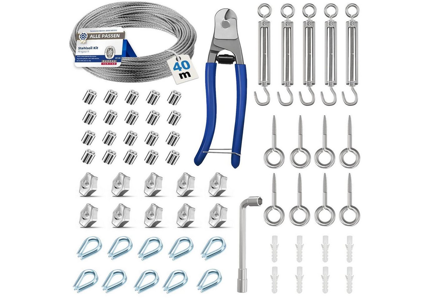 LuxusKollektion Multitool Stahlseil 40m 3mm Edelstahl M5 Seilspanner Ösen Rankhilfe 64 LuxusKollektion Multitool Stahlseil 40m 3mm Edelstahl M5 Seilspanner Ösen Rankhilfe 64 von LuxusKollektion