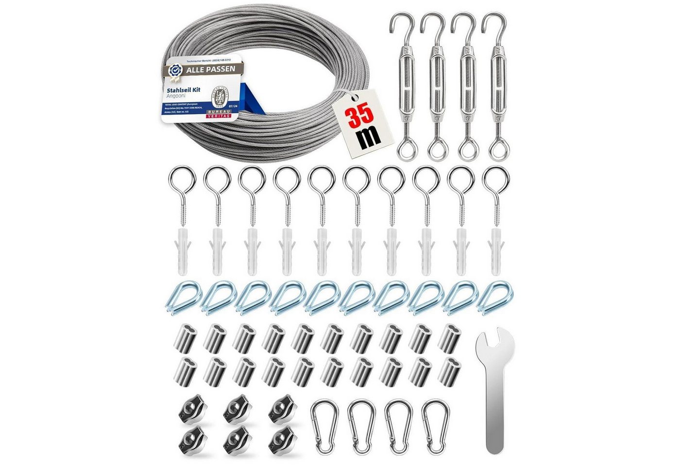 LuxusKollektion Multitool Stahlseil Edelstahl Drahtseil 2 mm 35 m Kit 65 pcs Kit LuxusKollektion Multitool Stahlseil Edelstahl Drahtseil 2 mm 35 m Kit 65 pcs Kit von LuxusKollektion