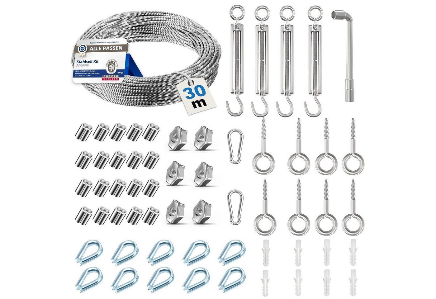 LuxusKollektion Multitool Stahlseil Edelstahl Drahtseil 3 mm 30 m 58 pcs Kit LuxusKollektion Multitool Stahlseil Edelstahl Drahtseil 3 mm 30 m 58 pcs Kit von LuxusKollektion