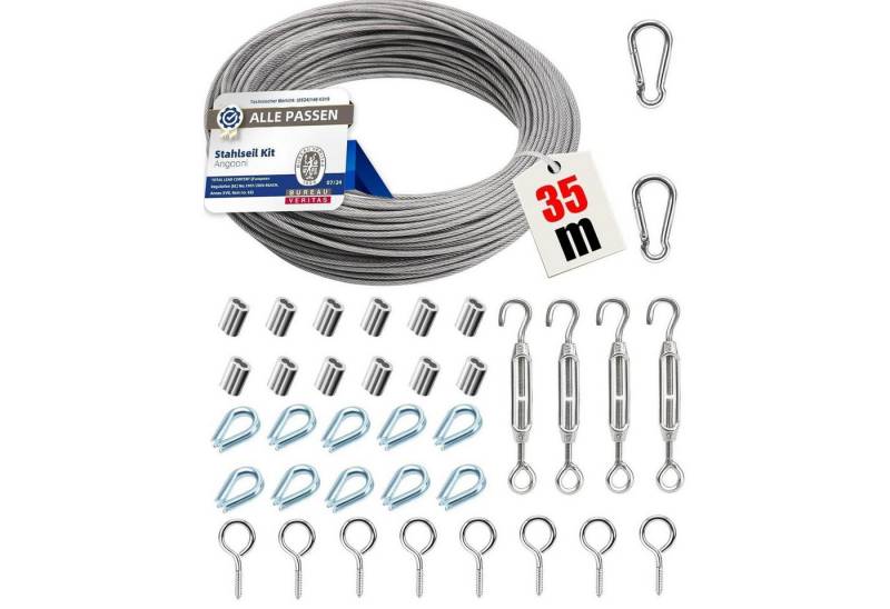 LuxusKollektion Multitool Stahlseil Set 35m 3mm M5 Seilspanner Spannschloss Ösen 37 LuxusKollektion Multitool Stahlseil Set 35m 3mm M5 Seilspanner Spannschloss Ösen 37 von LuxusKollektion