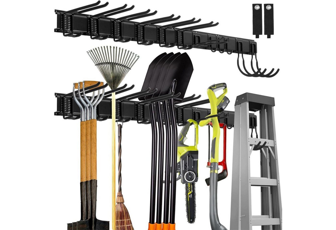LuxusKollektion Multitool Wandregal Garagen Werkzeug Kleiderbügel 64 Zoll 4 Panel und 12 Haken von LuxusKollektion