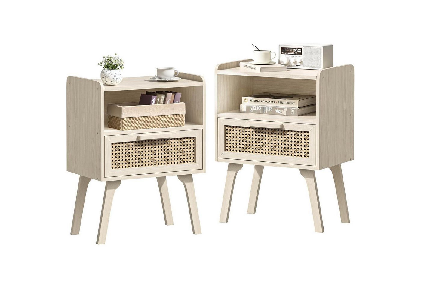 LuxusKollektion Nachttisch Nachttisch Rattan Schublade Regal Holz Massivholz 2 Set Gray Weiß LuxusKollektion Nachttisch Nachttisch Rattan Schublade Regal Holz Massivholz 2 Set Gray Weiß von LuxusKollektion