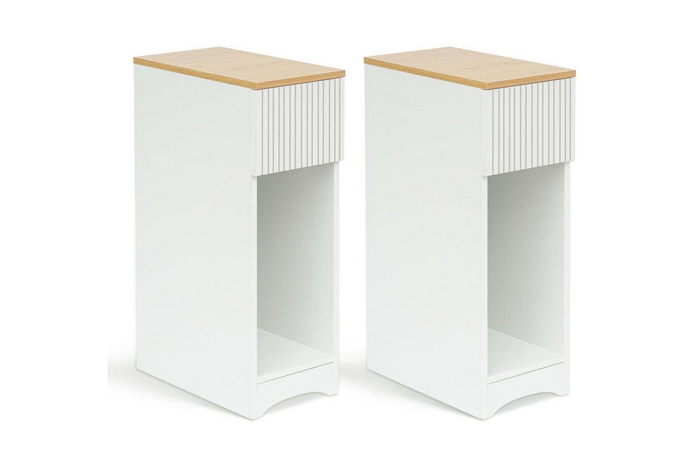 LuxusKollektion Nachttisch Nachttisch Weiß Schublade 2er Set 2 Nachttisch Weiß a von LuxusKollektion