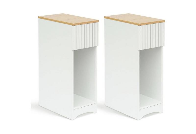 LuxusKollektion Nachttisch Nachttisch Weiß Schublade 2er Set 2 Nachttisch Weiß a von LuxusKollektion