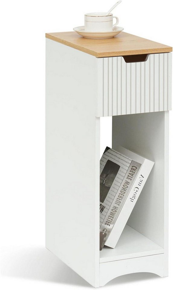 LuxusKollektion Nachttisch Weißer Nachttisch Boxspringbett mit Schublade 20x35x60cm von LuxusKollektion