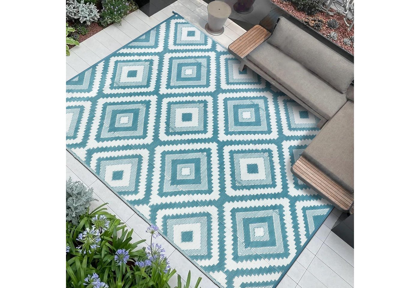 LuxusKollektion Outdoorteppich Outdoor Teppich Gartenteppich Kunststoff 180 x 270 cm Gemischtes Blau LuxusKollektion Outdoorteppich Outdoor Teppich Gartenteppich Kunststoff 180 x 270 cm Gemischtes Blau von LuxusKollektion