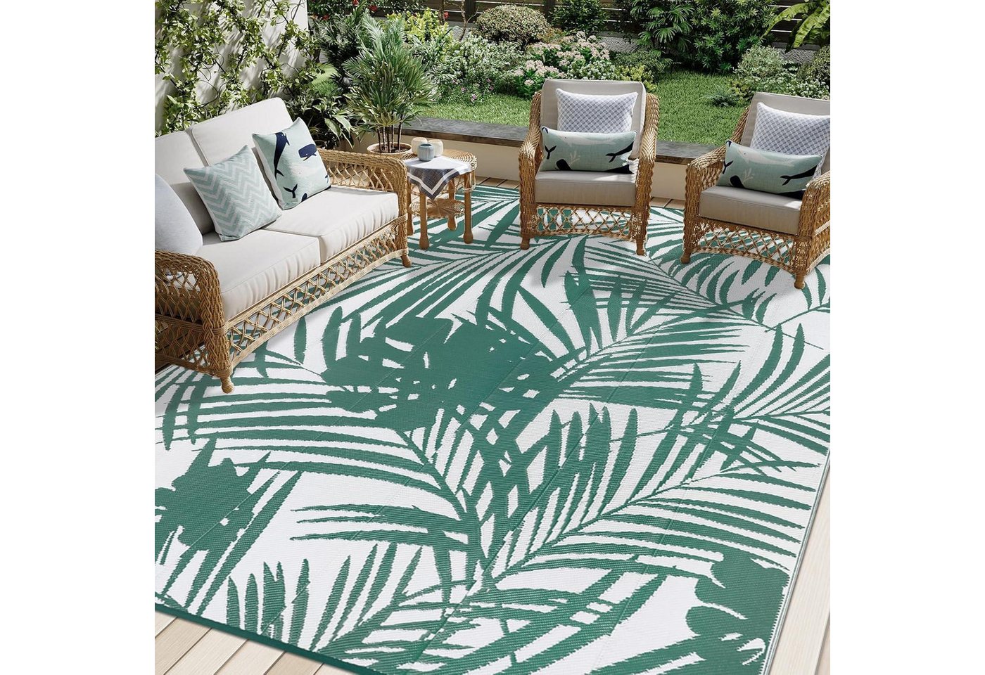 LuxusKollektion Outdoorteppich Outdoorteppich Wetterfest Wendbar 180 x 270 cm Rechteckig Grün weiß LuxusKollektion Outdoorteppich Outdoorteppich Wetterfest Wendbar 180 x 270 cm Rechteckig Grün weiß von LuxusKollektion