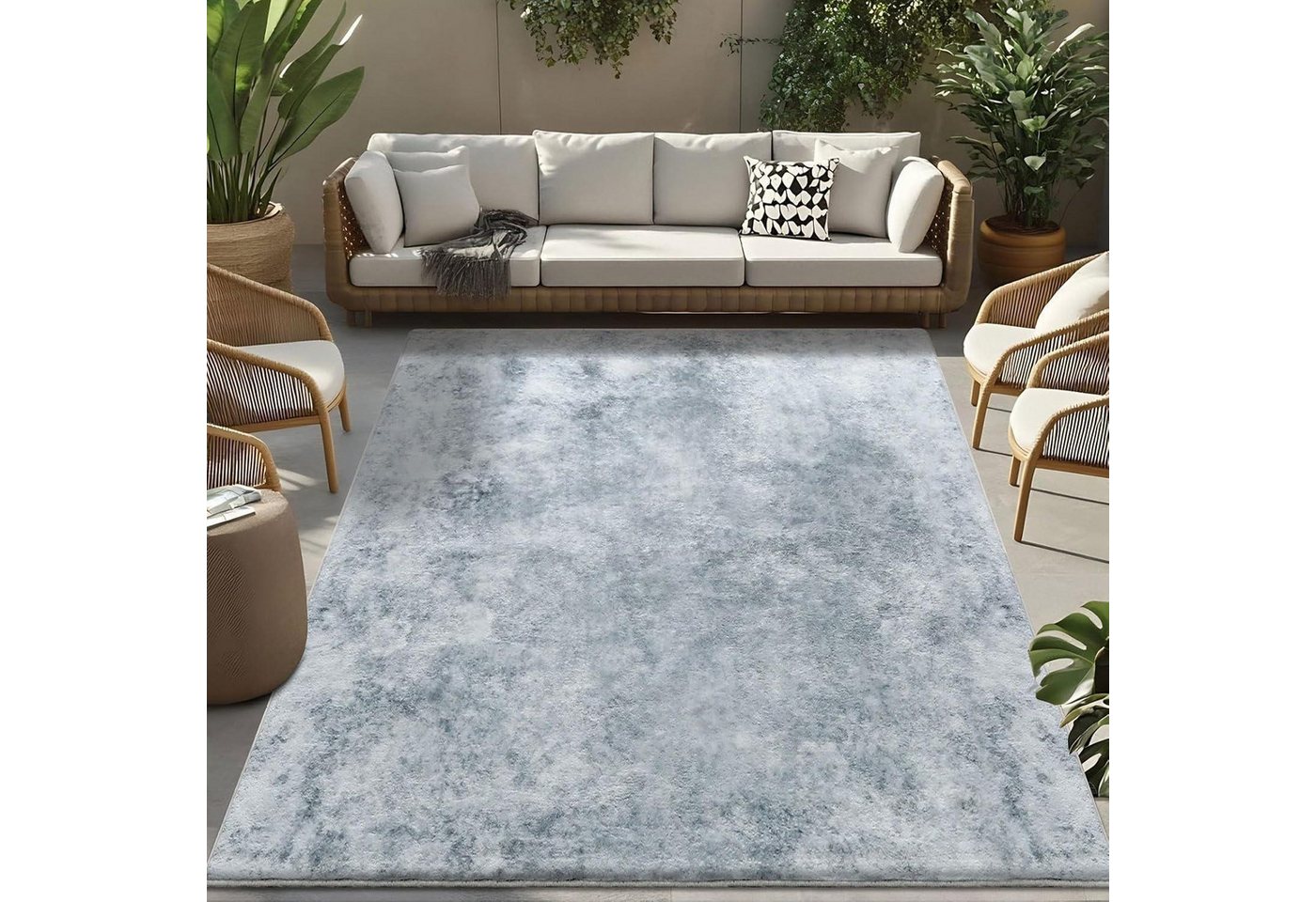 LuxusKollektion Outdoorteppich Teppich 160 x 200 cm (Rechteckig) Abstrakt Grau Weiß Multi von LuxusKollektion