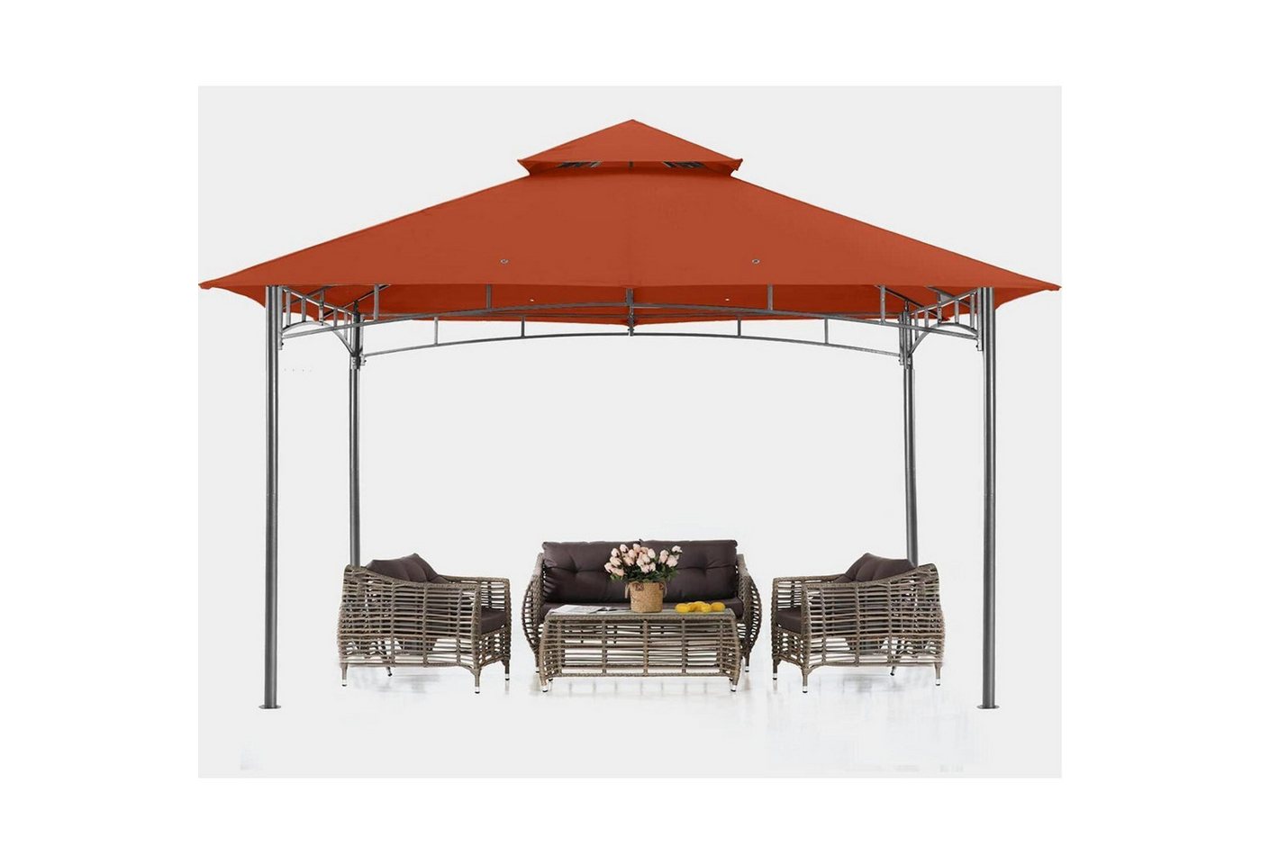 LuxusKollektion Pavillon Pavillon Garten Doppeldach Weichdach Ohne Netz Rost rot 3.35x3.35M LuxusKollektion Pavillon Pavillon Garten Doppeldach Weichdach Ohne Netz Rost rot 3.35x3.35M von LuxusKollektion