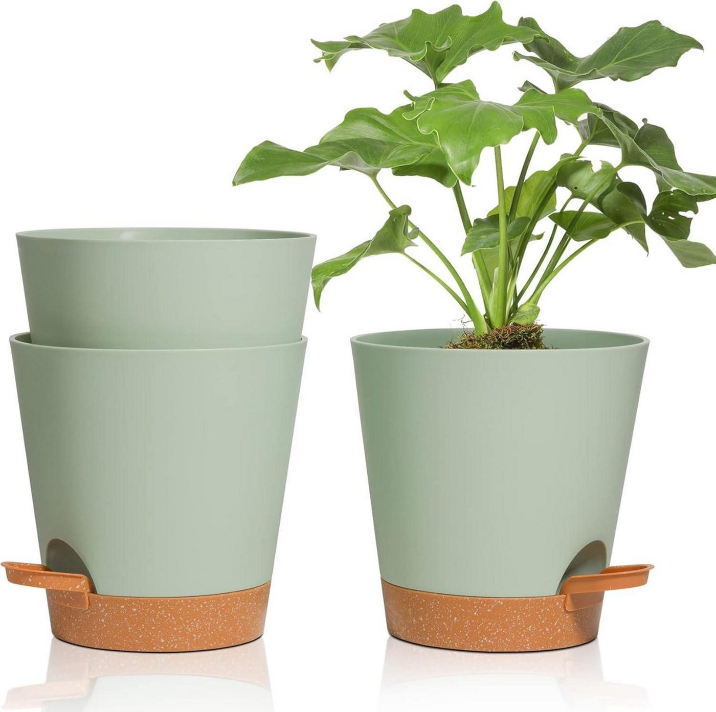 LuxusKollektion Pflanzkübel 16,5cm Kunststoff Selbstbewässernder Blumentopf 3er-Set grün LuxusKollektion Pflanzkübel 16,5cm Kunststoff Selbstbewässernder Blumentopf 3er-Set grün von LuxusKollektion