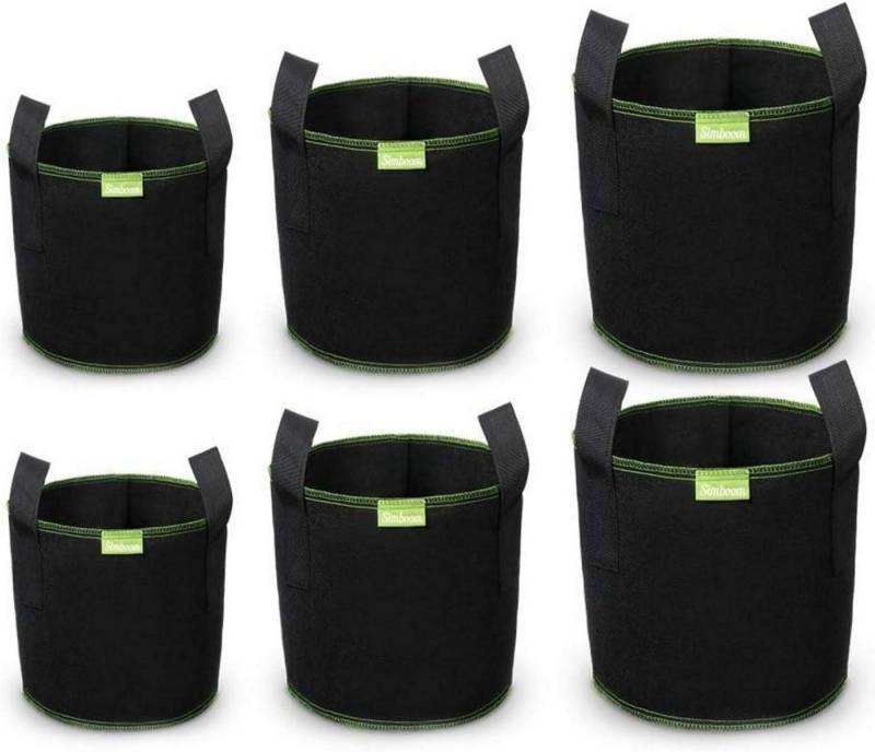 SIMBOOM Pflanzkübel 6er Pack Pflanzsack Vliesstoff Griffe Tomaten Schwarz 5 7 10 Gallonen von SIMBOOM