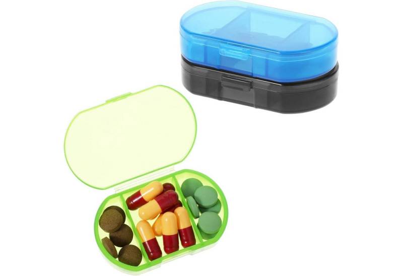 LuxusKollektion Pillendose Kleine Pillendose mit 3 Fächern Kunststoff Tablettenbox 3er Set von LuxusKollektion