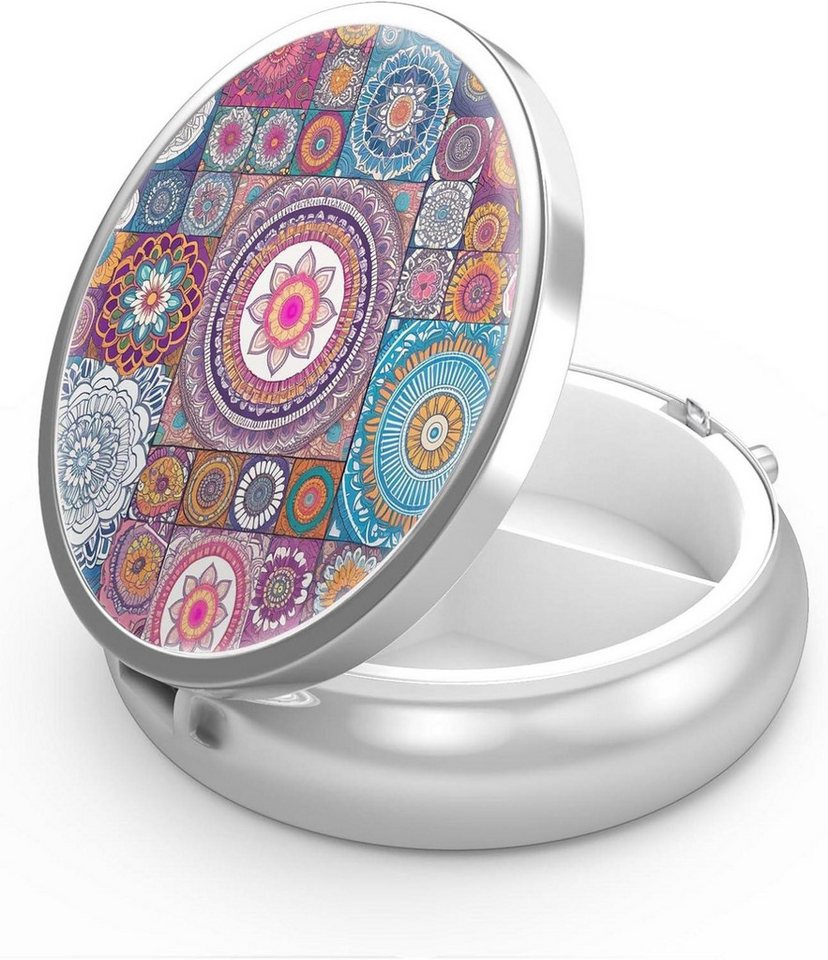 LuxusKollektion Pillendose Pillendose Medizin Organizer Geschenk Metall Tragbar Mandala Cartoon von LuxusKollektion