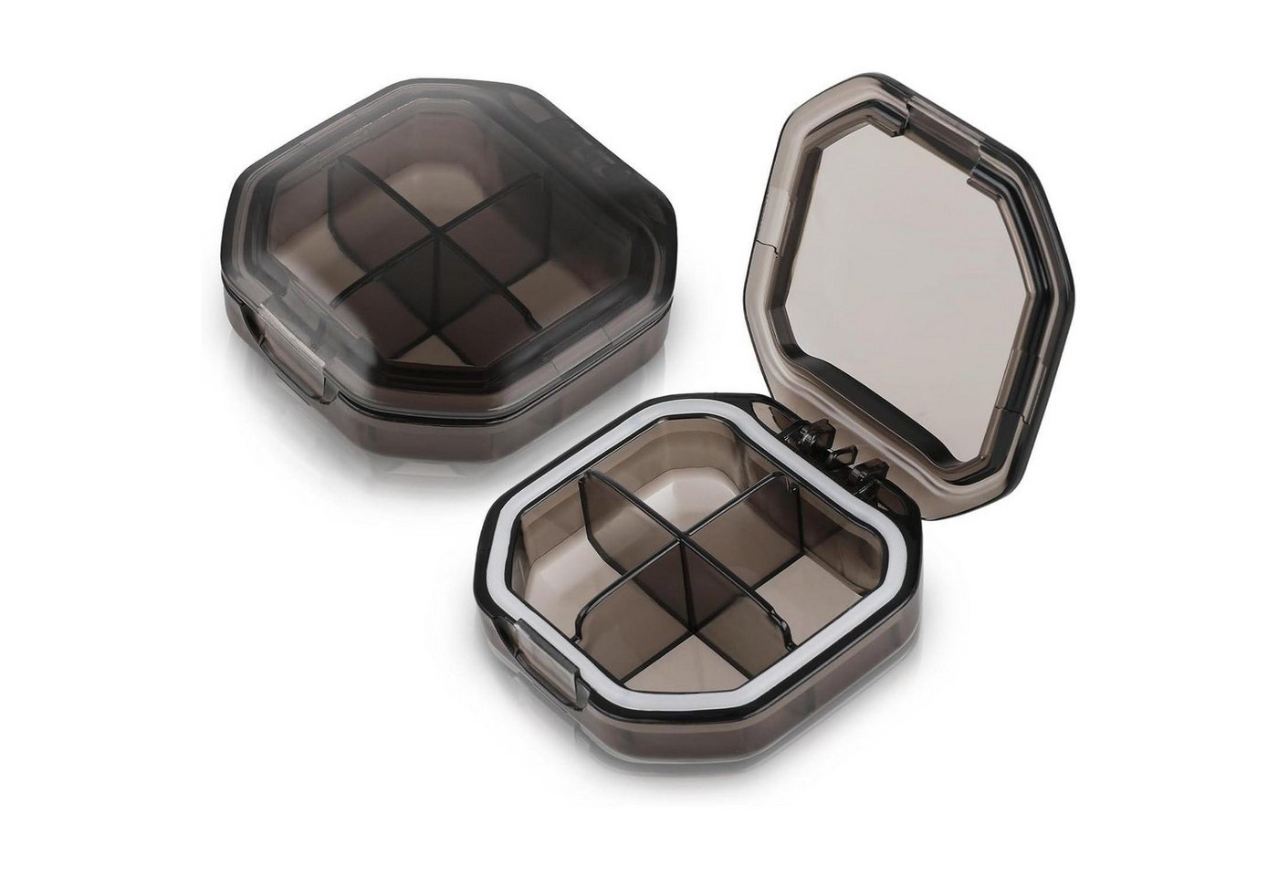 LuxusKollektion Pillendose Pillendose mit 4 Fächern, Tablettenbox Reise-Pillen-Organizer zur LuxusKollektion Pillendose Pillendose mit 4 Fächern, Tablettenbox Reise-Pillen-Organizer zur von LuxusKollektion