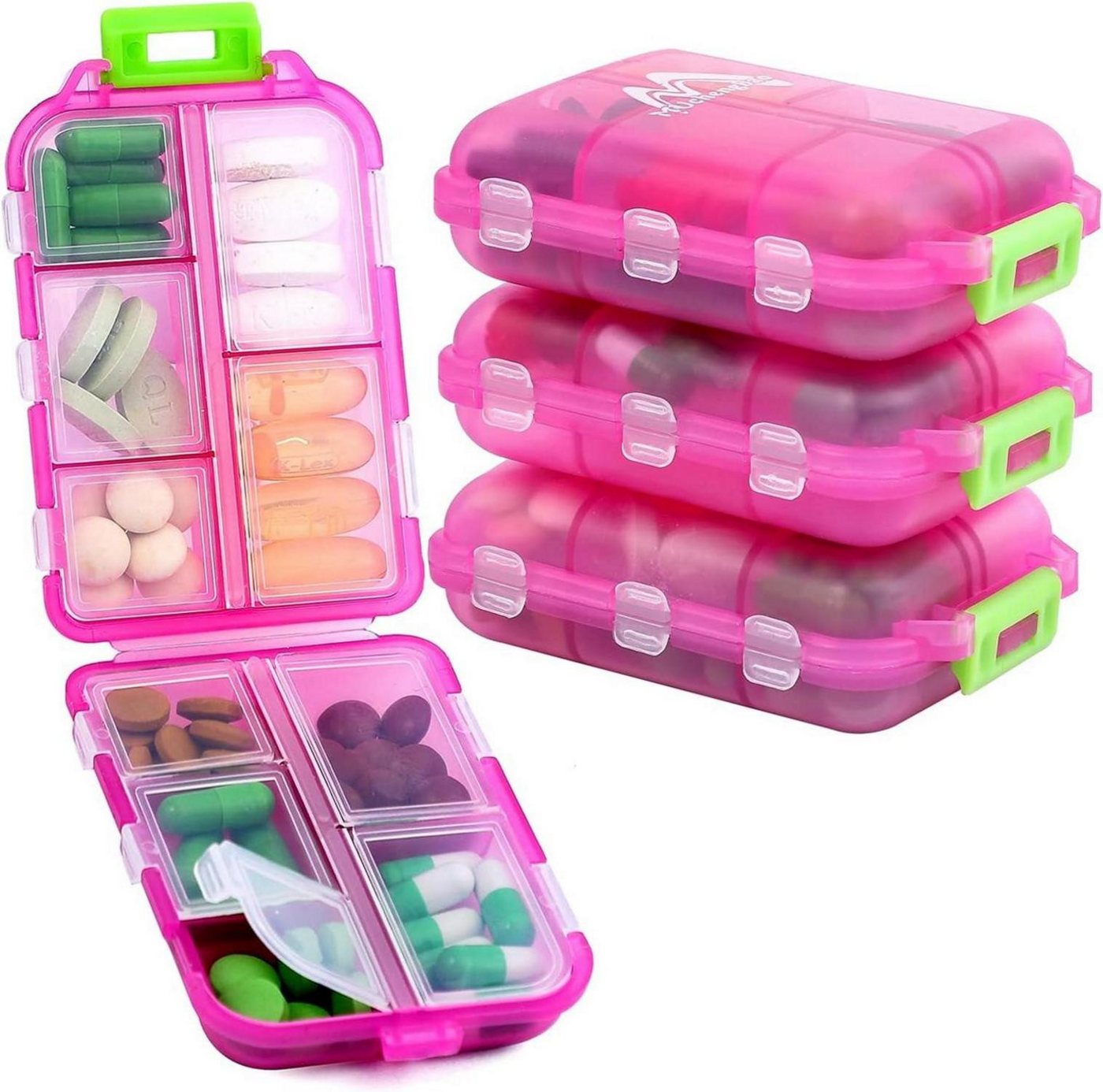 LuxusKollektion Pillendose Tablettenbox 7 Tage Pillendose 10 Fächer Medikamentenbox mit Etikett von LuxusKollektion