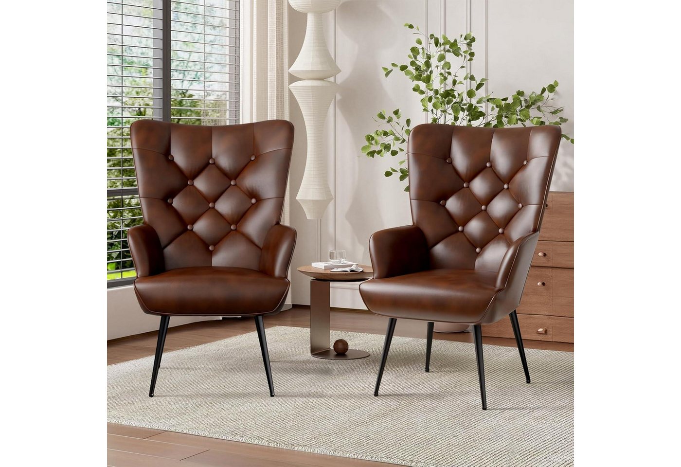 LuxusKollektion Polsterstuhl Sessel Polsterstuhl Metallbeine 2erSet 150kg Braun 2er-Set von LuxusKollektion