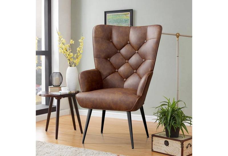 LuxusKollektion Polsterstuhl Sessel Polsterstuhl Schminktisch Metallbeine 150KG Braun 1er-Set von LuxusKollektion