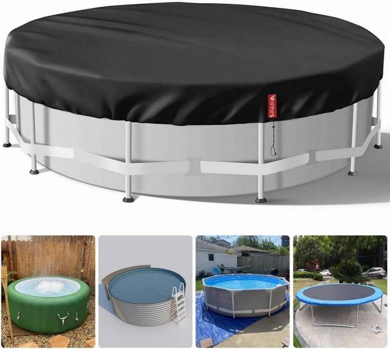LuxusKollektion Pool-Abdeckplane Poolabdeckung 244cm Rund Oxford-Stoff Uv-Schutz Kordelzug Stabil von LuxusKollektion