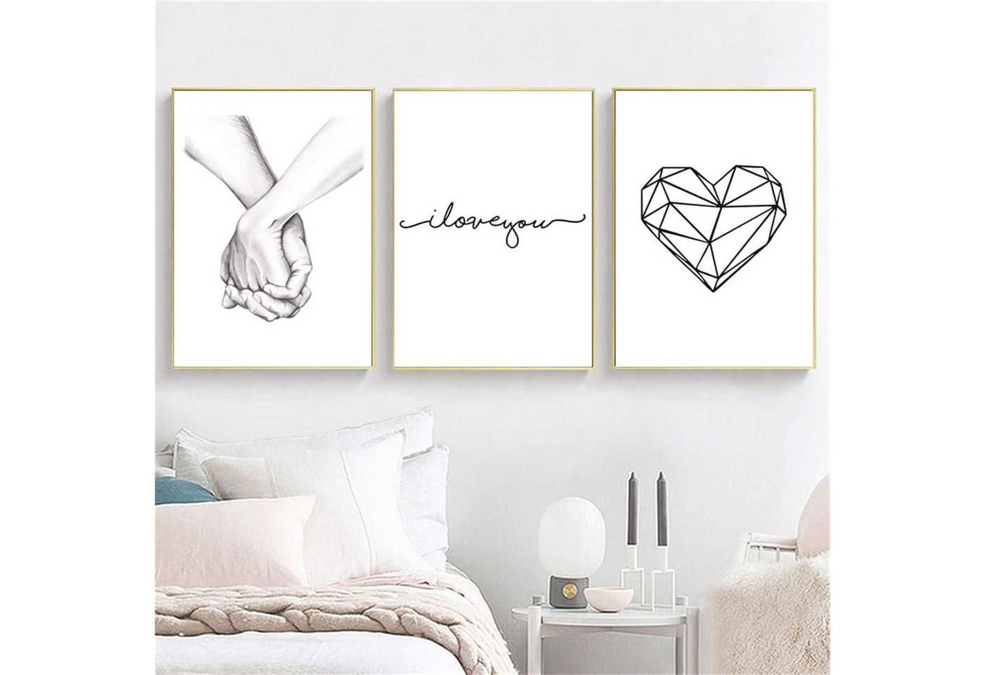 Trayosin Poster 3-teiliges Poster Set Hand in Hand Liebe Schwarz Weiß Wohnzimmer Trayosin Poster 3-teiliges Poster Set Hand in Hand Liebe Schwarz Weiß Wohnzimmer von Trayosin