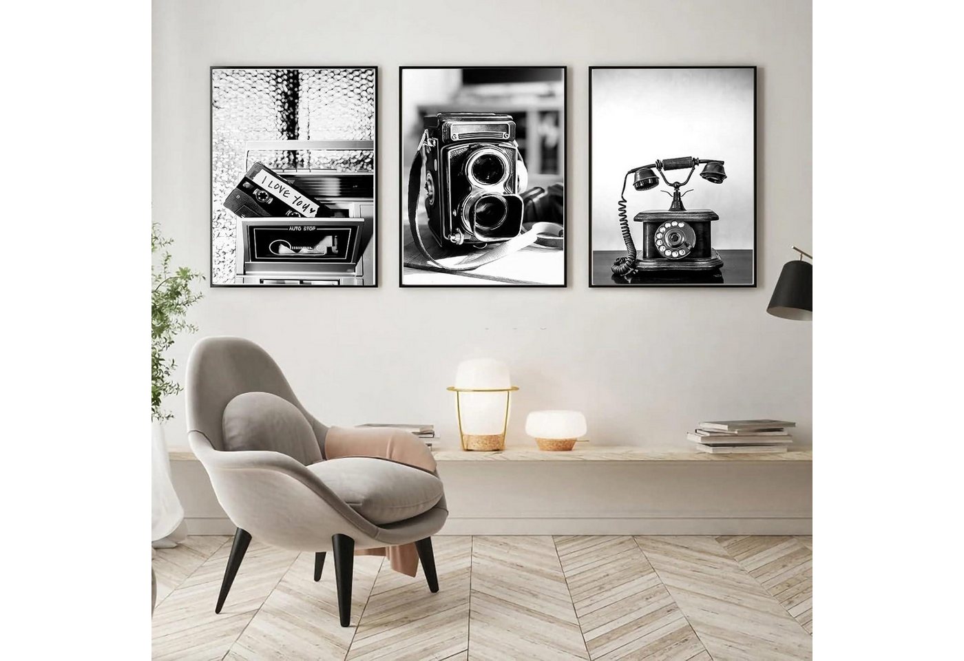 Trayosin Poster 3er Poster Set Schwarz Weiß Vintage Kameras Telefone Wandbilder Trayosin Poster 3er Poster Set Schwarz Weiß Vintage Kameras Telefone Wandbilder von Trayosin