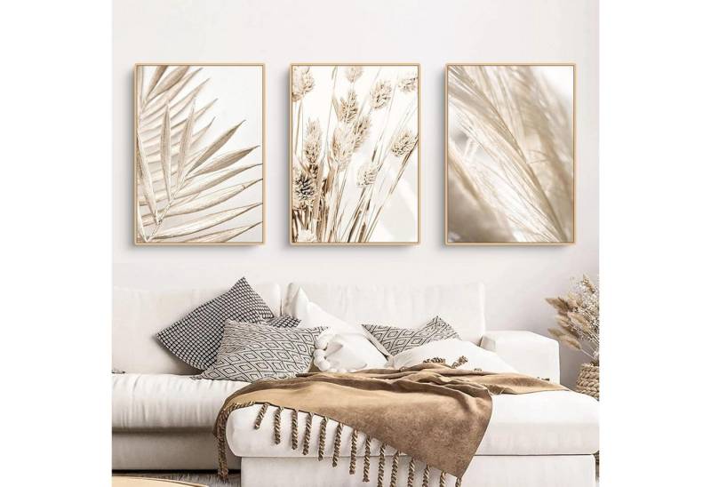 Trayosin Poster 3er Premium Poster Set Boho Pampasgras Wandbilder 40x50cm von Trayosin