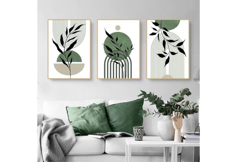 Martin Kench Poster 3er Set Premium Poster Abstrakt Grün Blätter Bilder Modern Print von Martin Kench