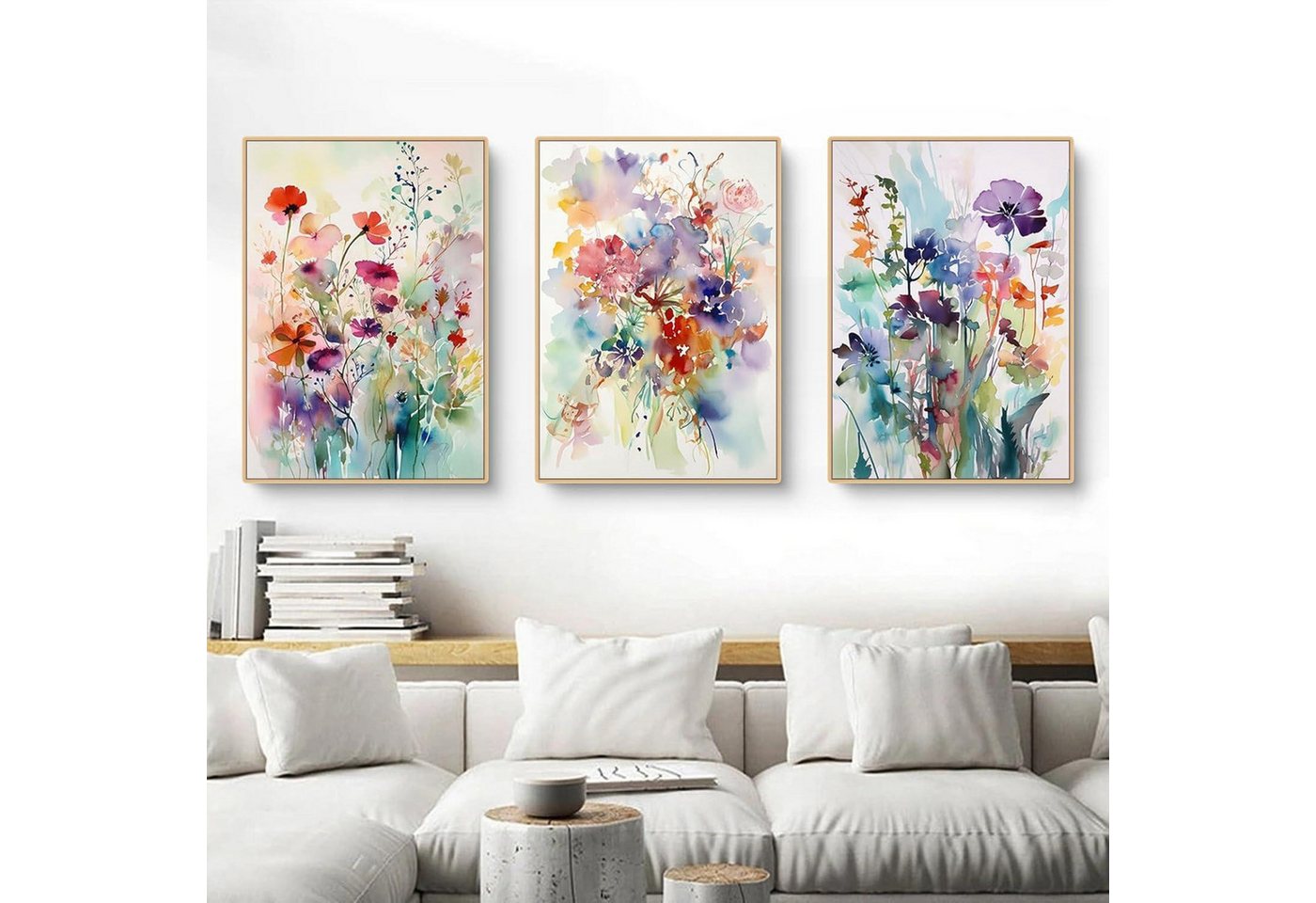 Herfair Poster Bilder Wohnzimmer 3er Set Bunt Blumen Leinwand Poster Wanddeko 21x30cm Herfair Poster Bilder Wohnzimmer 3er Set Bunt Blumen Leinwand Poster Wanddeko 21x30cm von Herfair