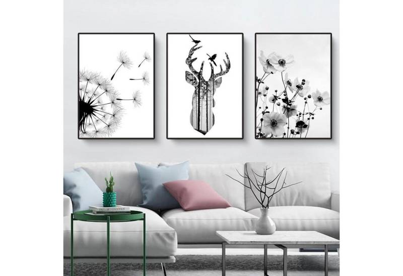 LuxusKollektion Poster Poster 3er Set Schwarzweiß Schmetterling Löwenzahn H 21x30cm LuxusKollektion Poster Poster 3er Set Schwarzweiß Schmetterling Löwenzahn H 21x30cm von LuxusKollektion